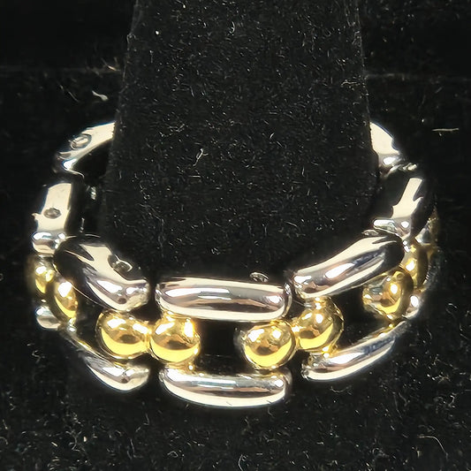 Men's Silver & Gold Stainless Steel Link Ring 8mm - The Acrobat