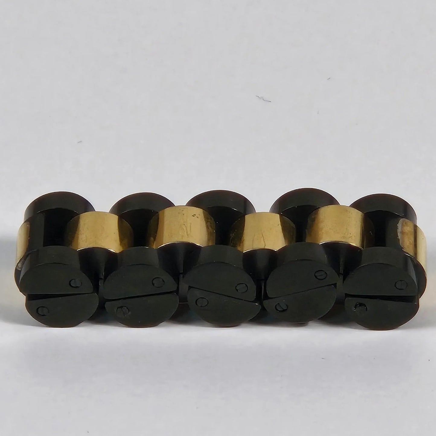 The X Roller - Black & Gold Plated Stainless Steel Watch Link Ring 9mm