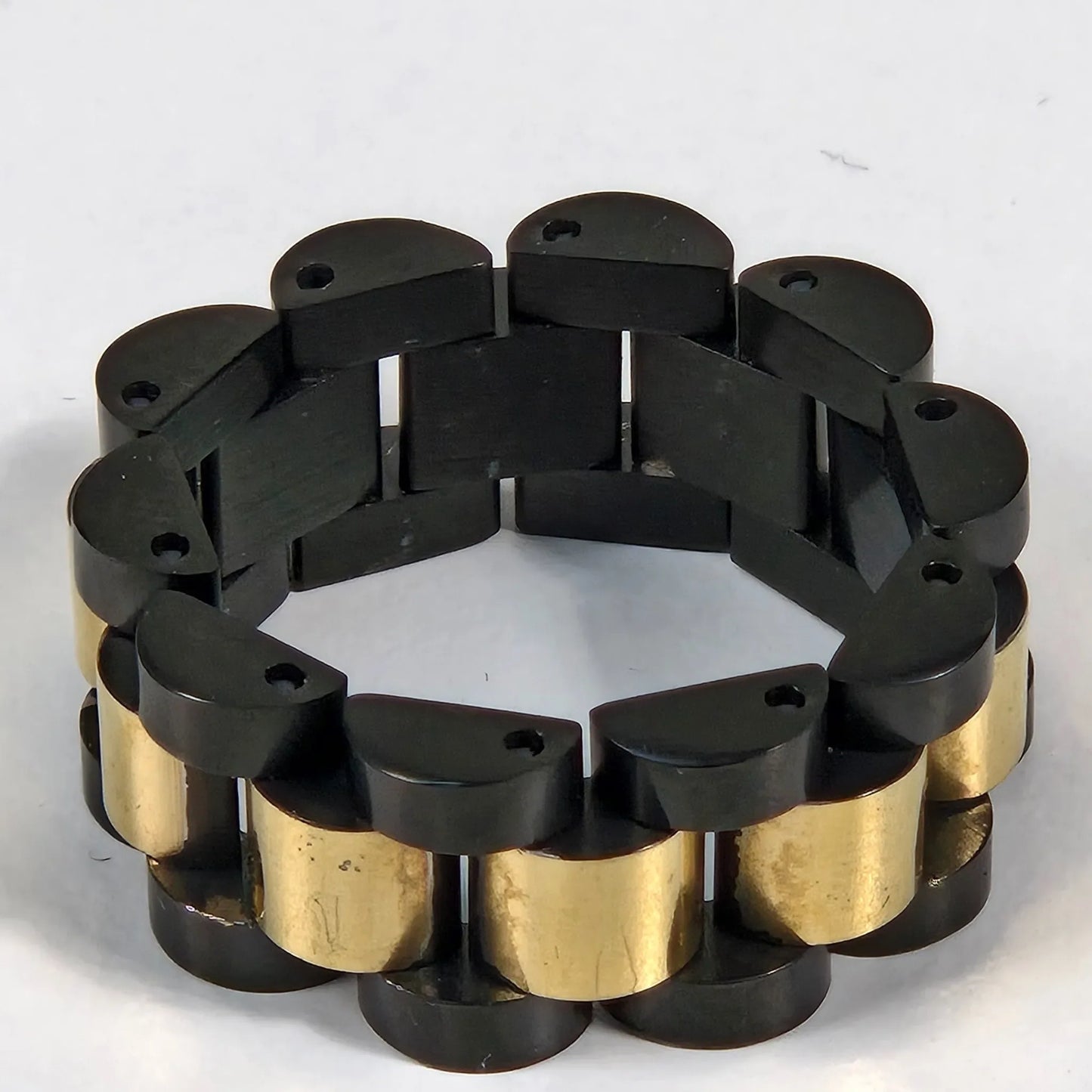 The X Roller - Black & Gold Plated Stainless Steel Watch Link Ring 9mm