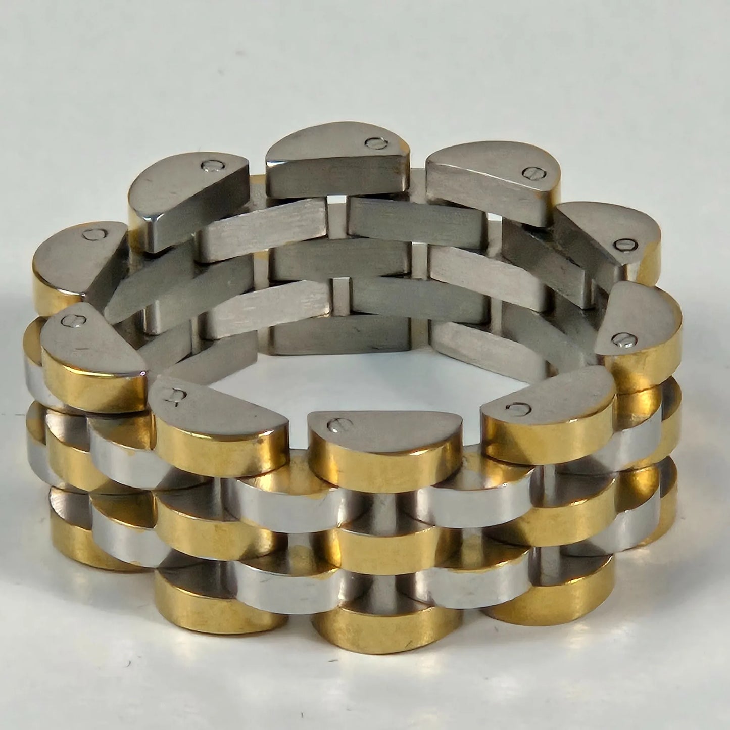 The X Rope - Silver & Gold Plated Stainless Steel Watch Link Ring 10mm