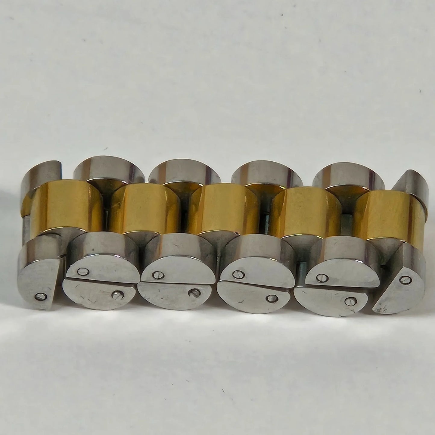 The Y Roller - Silver & Gold Plated Stainless Steel Watch Link Ring 12mm