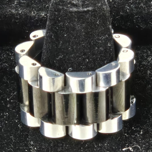Black & Silver Stainless Steel Link Ring for Men 15mm - The Z Roller