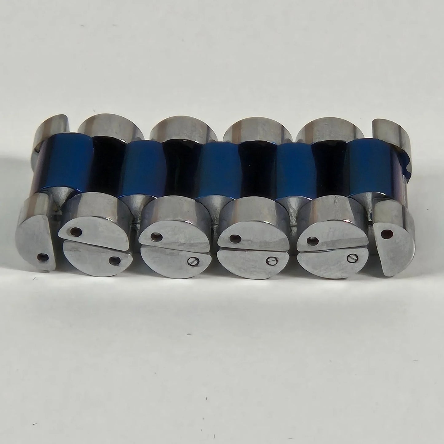 The Z Roller - Blue and Silver Stainless Steel Watch Link Ring 15mm