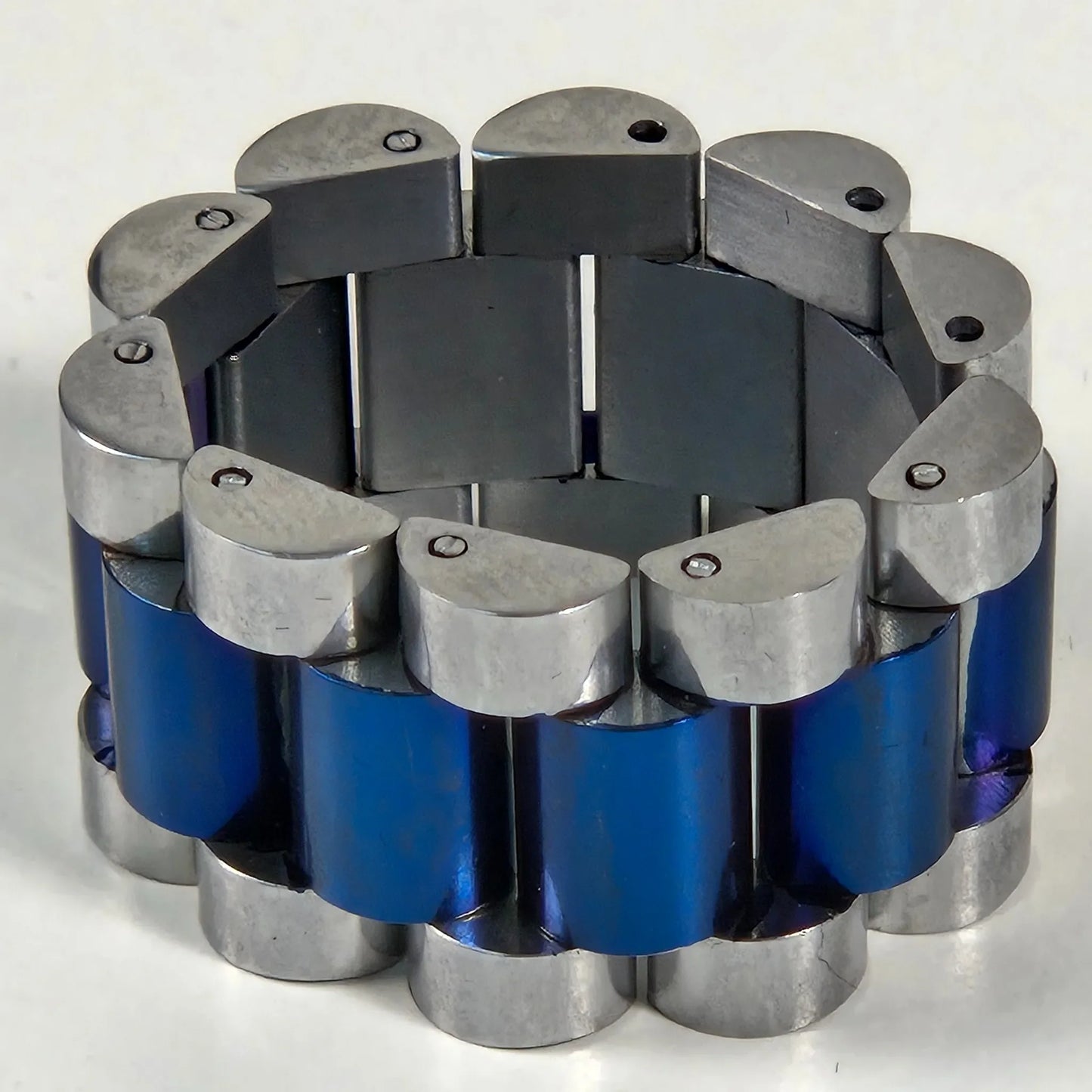 The Z Roller - Blue and Silver Stainless Steel Watch Link Ring 15mm