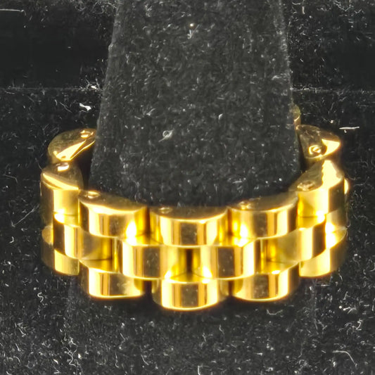 The Bridge - Gold Plated Stainless Steel Watch Link Ring 8mm