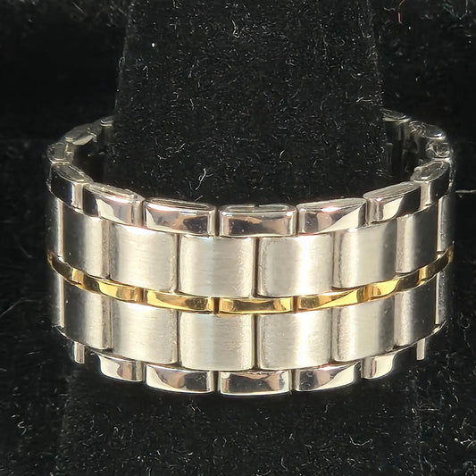 The Stripe - Stainless Steel Mens Ring With Gold Stripe 11mm
