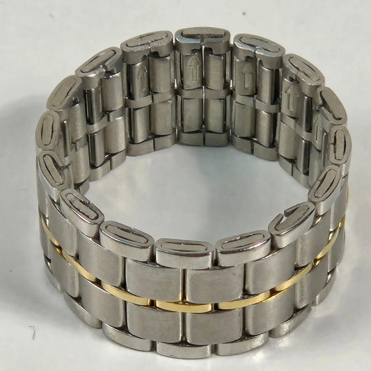The Stripe - Stainless Steel Mens Ring With Gold Stripe 11mm