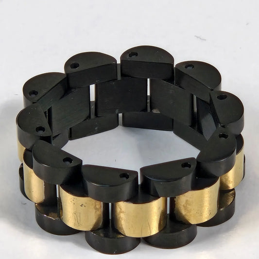 The X Roller - Black & Gold Plated Stainless Steel Watch Link Ring 9mm