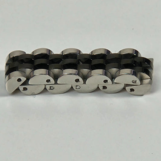 The X Rope - Black & Silver Stainless Steel Watch Link Ring 10mm