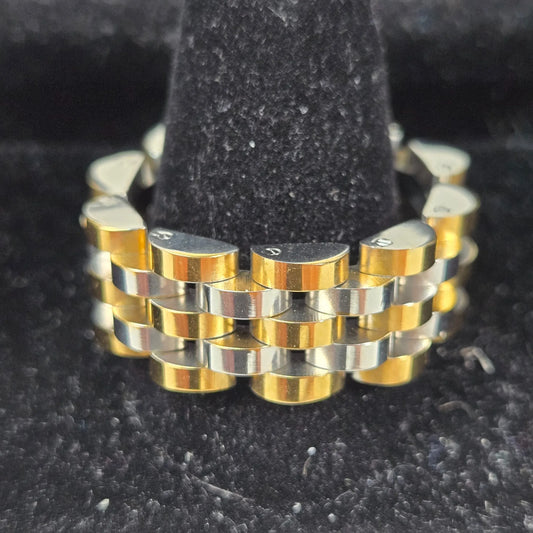 The X Rope - Silver & Gold Plated Stainless Steel Watch Link Ring 10mm