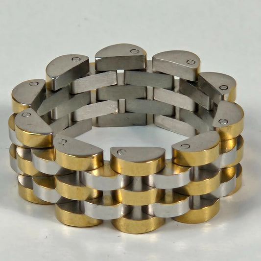 The X Rope - Silver & Gold Plated Stainless Steel Watch Link Ring 10mm