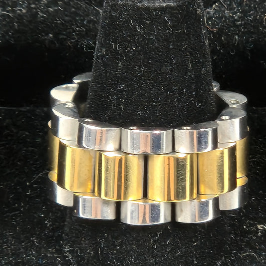 The Y Roller - Silver & Gold Plated Stainless Steel Watch Link Ring 12mm