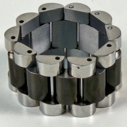 The Z Roller - Black and Silver Stainless Steel Watch Link Ring 15mm