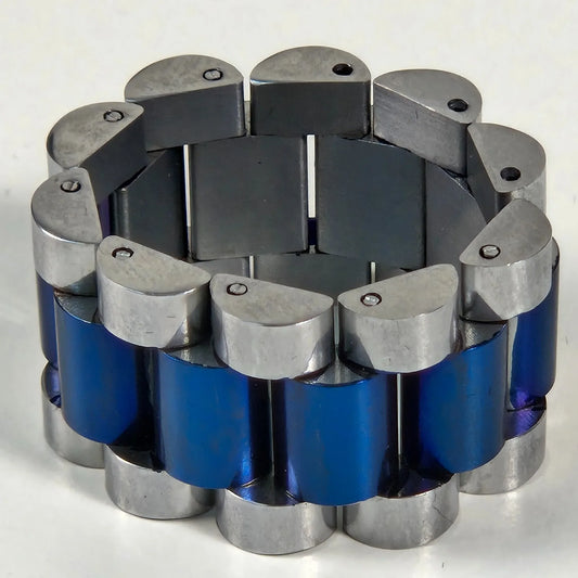 The Z Roller - Blue and Silver Stainless Steel Watch Link Ring 15mm